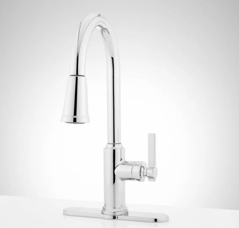 New Chrome Greyfield Single-Hole Pull Down Kitchen Faucet by Signature Hardware