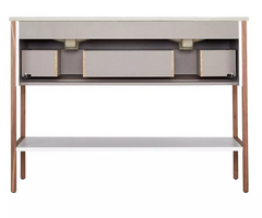 New Matte White 48" Bisbee Console Double Vanity with Warm Oak Frame by Signature Hardware