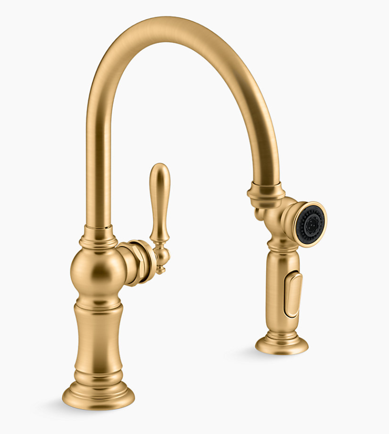  kohler vibrant brushed moderne brass kitchen faucet