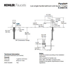 New Matte Black Parallel Low single-handle bathroom sink faucet, 1.0 gpm  K-24804-4K-BL by KOHLER