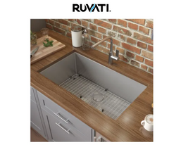 New Gravena 30" Undermount Single Basin 16 Gauge Stainless Steel Kitchen Sink with Basin Rack and Basket Strainer by Ruvati