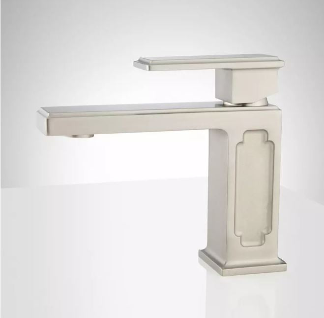 New Brushed Nickel Ryle Single-Hole Bathroom Faucet - Overflow,934419 by Signature Hardware