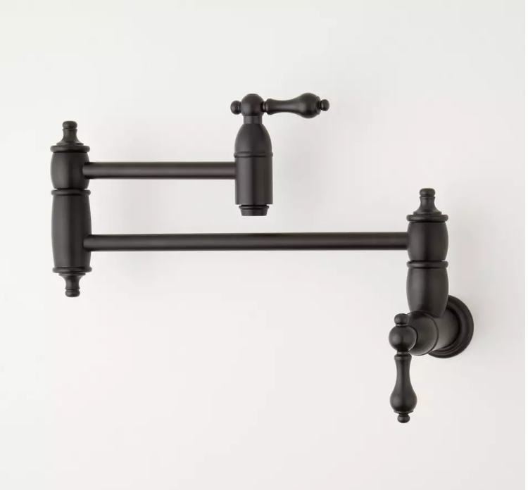 New Matte Black Augusta Retractable Wall Mount Pot Filler Faucet by Signature Hardware