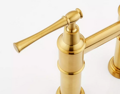 New Brushed Gold 30" Pull Down Bridge Kitchen Faucet With Cylindrical Modern Spray Head. 1.8gpm by Signature Hardware