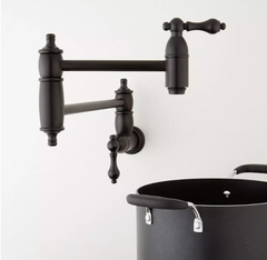 New Matte Black Augusta Retractable Wall Mount Pot Filler Faucet by Signature Hardware