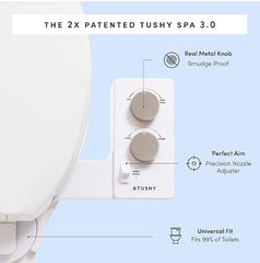 TUSHY Spa Self-Cleaning Warm Water Bidet Attachment with Adjustable Nozzle Angle and Pressure Control. Easy DIY Home Install, Requires Sink Access for Water Temperature Control. (Biscuit/Platinum)