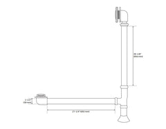 New Polished Chrome1-1/2" Tub Drain with Ball Swivel Overflow, 30" Overflow, 24" Drain, 6" Tailpiece, by Signature Hardware