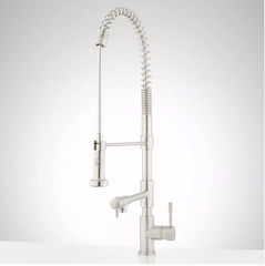 New 304 Stainless Steel Ashford Single-Hole Kitchen Faucet with Pull-Down Spring Spout by Signature Hardware