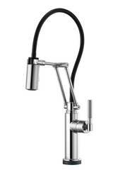 New Polished Chrome Litze SmartTouch Articulating Kitchen Faucet with Knurled Handle by BRIZO