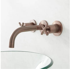 New Oil Rubbed Bronze Exira Wall Mount Bathroom Faucet with Cross Handles by Signature Hardware