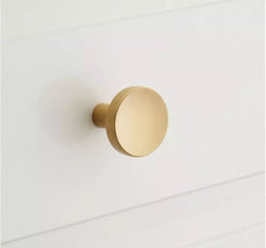 New 1" Satin Brass Lars Solid Brass Round Cabinet Knob by Signature Hardware