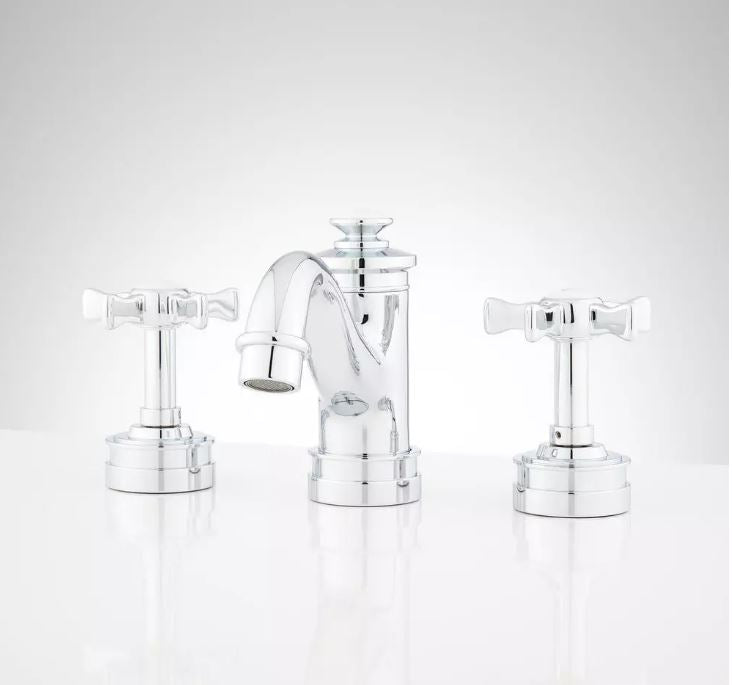 New Polished Chrome Mellwood Two Handle Widespread Bathroom Sink Faucet by Signature Hardware