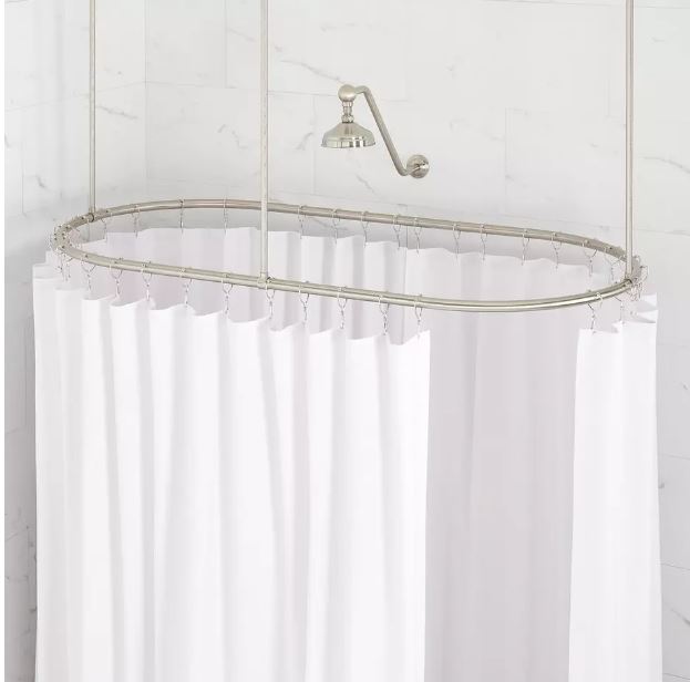 New Brushed Nickel Oval Solid Brass Shower Curtain Rod by Signature Hardware