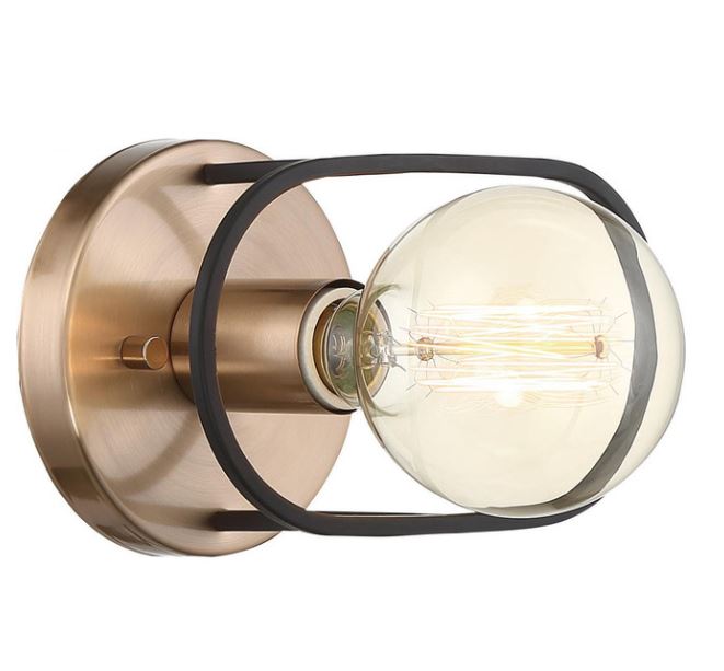 New Matte Black Finish Chassis Collection - 1 Light Wall Sconce - Copper Brushed Brass -