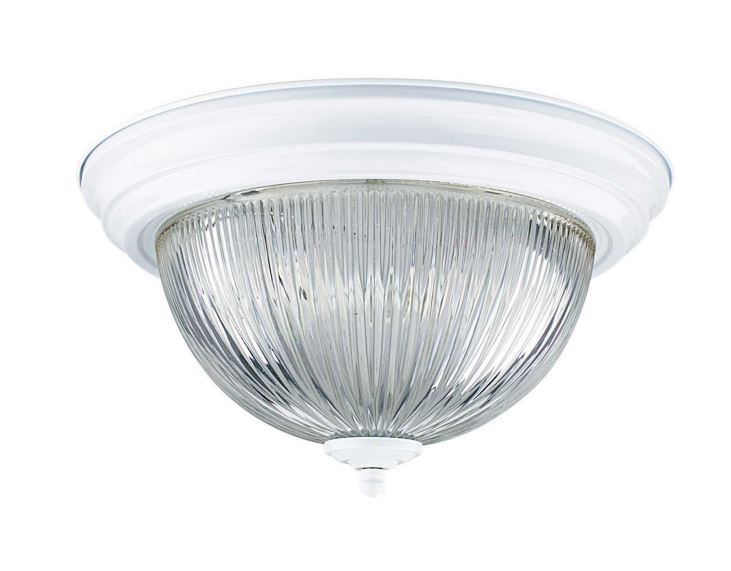 New Luminance Sunset Lighting F7502-30 Two Light Flush Mount - Clear Prismatic Glass, Dimmable - with White Finish