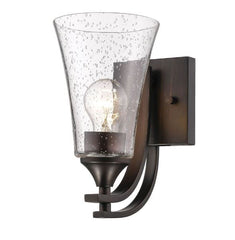 New Millennium 1491-RBZ Transitional One Light Wall Sconce from Natalie Collection Dark Finish, Rubbed Bronze