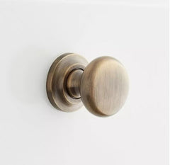 New 1-1/4" Antique Brass Brass Round Knob with Beveled Round Base Plate by Signature Hardware