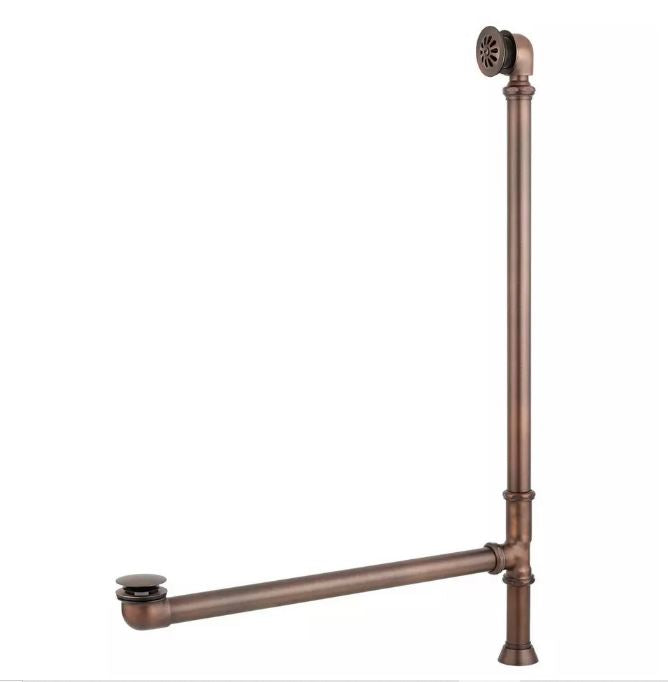 New Oil Rubbed Bronze 1-1/2" Tub Drain with Ball Swivel Overflow, 30" Overflow, 24" Drain, 6" Tailpiece, by Signature Hardware