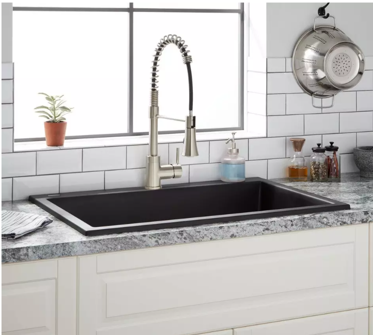 New Black 33" Algren Drop-In Granite Composite Sink by Signature Hardware