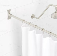 New Brushed Nickel Straight Solid Brass Shower Curtain Rod by Signature Hardware