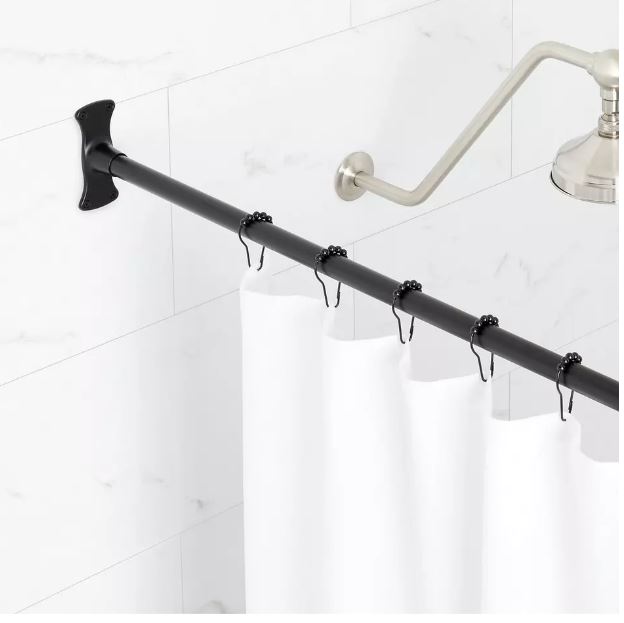 New Matte Black 60" Straight Solid Brass Shower Curtain Rod by Signature Hardware