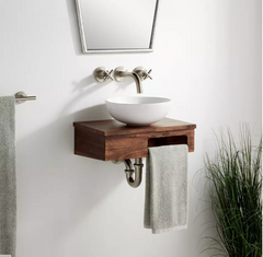 New 18" Nadiya Wall-Mount Vessel Sink Vanity - Chestnut Brown - No Faucet Drillings by Signature Hardware