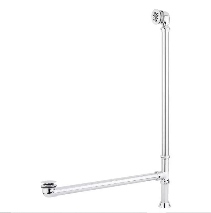 New Polished Chrome1-1/2" Tub Drain with Ball Swivel Overflow, 30" Overflow, 24" Drain, 6" Tailpiece, by Signature Hardware