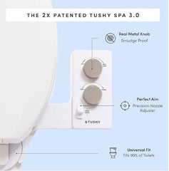 TUSHY Spa Self-Cleaning Warm Water Bidet Attachment with Adjustable Nozzle Angle and Pressure Control. Easy DIY Home Install, Requires Sink Access for Water Temperature Control. (Biscuit/Platinum)