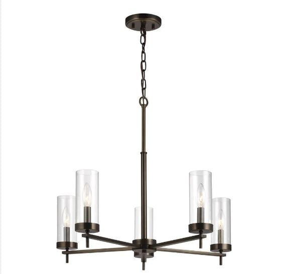 New Brushed Oil Rubbed Bronze Sea Gull Lighting Generation 3190305-778 Contemporary Modern Five Light Chandelier from Seagull-Zire Collection Dark Finish