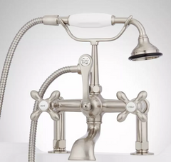 New Brushed Nickel Deck-Mount English Telephone Faucet Shower with Deck Couplers - Signature Hardware