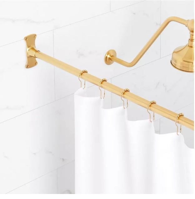 New 72" Brushed Gold Straight Solid Brass Shower Curtain Rod by Signature Hardware