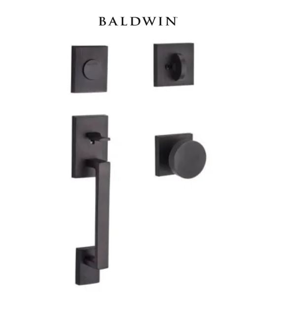 Baldwin La Jolla Full Dummy Sectional Handleset with Non-Turning Dummy Interior Contemporary Knob for Thick Doors