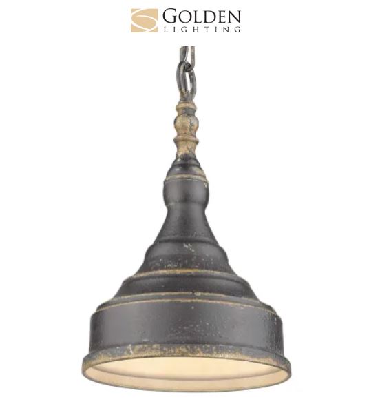 New Keating 1 Light 9 inch Antique Black Iron Mini Pendant Ceiling Light, Small