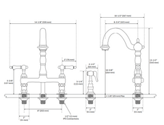 New Bellevue Bridge Kitchen Faucet With Brass Sprayer Lever Handles - Signature Hardware