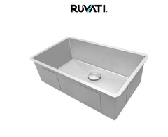 New Gravena 30" Undermount Single Basin 16 Gauge Stainless Steel Kitchen Sink with Basin Rack and Basket Strainer by Ruvati