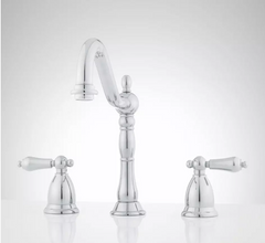 New Chrome Victorian Widespread Bathroom Faucet Lever Handles by Signature Hardware