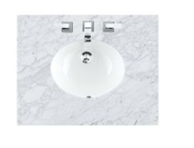 New 30 in. & 3cm, Straight Edge, Carrara White Single Bathroom Vanity Top with Oval Sink Hole, 090-OS30-CAR-SNK by James Martin Furniture