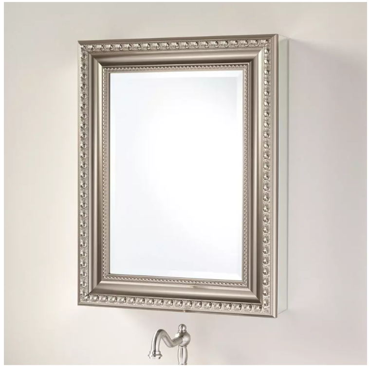 New Brushed Nickel 20" Bernstein Surface Mount Deco Aluminum Mirror Medicine Cabinet by Signature Hardware