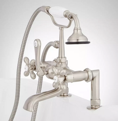 New Brushed Nickel Deck-Mount English Telephone Faucet Shower with Deck Couplers - Signature Hardware