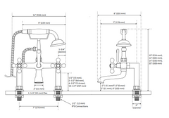 New Brushed Nickel Deck-Mount English Telephone Faucet Shower with Deck Couplers - Signature Hardware