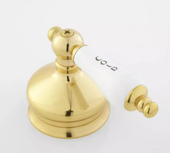 New Polished Brass Shannon Widespread Bathroom Faucet - Porcelain Lever Handles by Signature Hardware