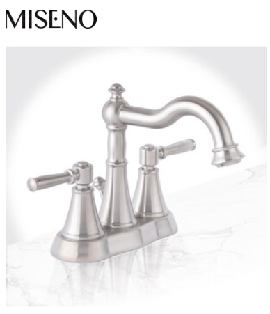 New Brushed Nickel Santi-V Two Handle Centerset Bathroom Sink Faucet by MISENO