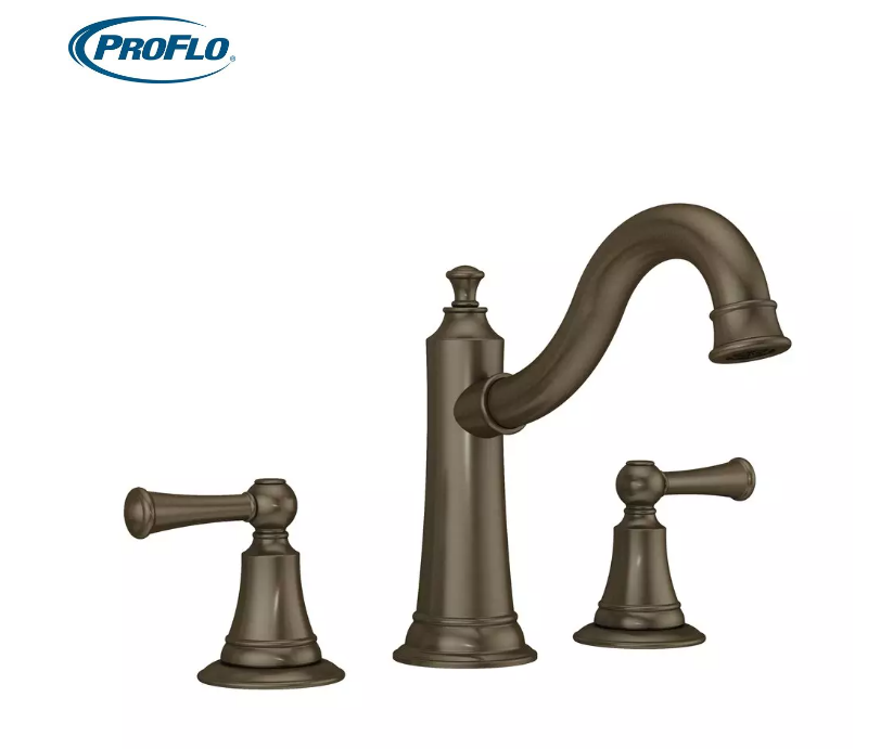 New Oil Rubbed Bronze Proflo Roman 1.2 GPM Two Lever Handle Centerset Brass Pop-Up Lavatory Faucet