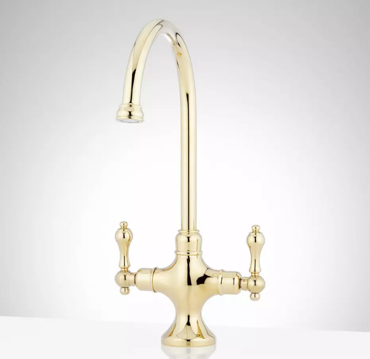 New Polished Brass Isadora 1.75 GPM Single Hole Bar and Kitchen Faucet by Signature Hardware