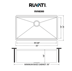 New Roma 32" Undermount Single Basin 16 Gauge Stainless Steel Workstation Kitchen Sink with Basin Rack, Colander, Cutting Board, and Basket Straine by Ruvati