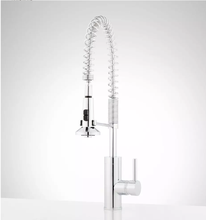 New Polished Chrome Presidio Single Handle Pull Out Kitchen Faucet by Signature Hardware