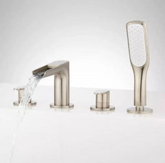 New Brushed Nickel Pagosa Roman Waterfall Tub Faucet and Hand Shower by Signature Hardware