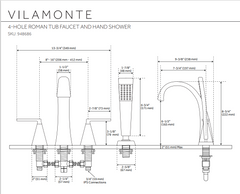 New Matte Black Vilamonte Two Handle Roman Tub Faucet with Handshower by Signature Hardware