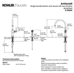  kohler vibrant brushed moderne brass kitchen faucet