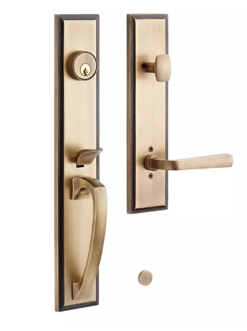 New Antique Brass MNG-EXTRA 5002 Aurick Solid Brass Entrance Door Set - Lever Handle - Right Hand by Signature Hardware